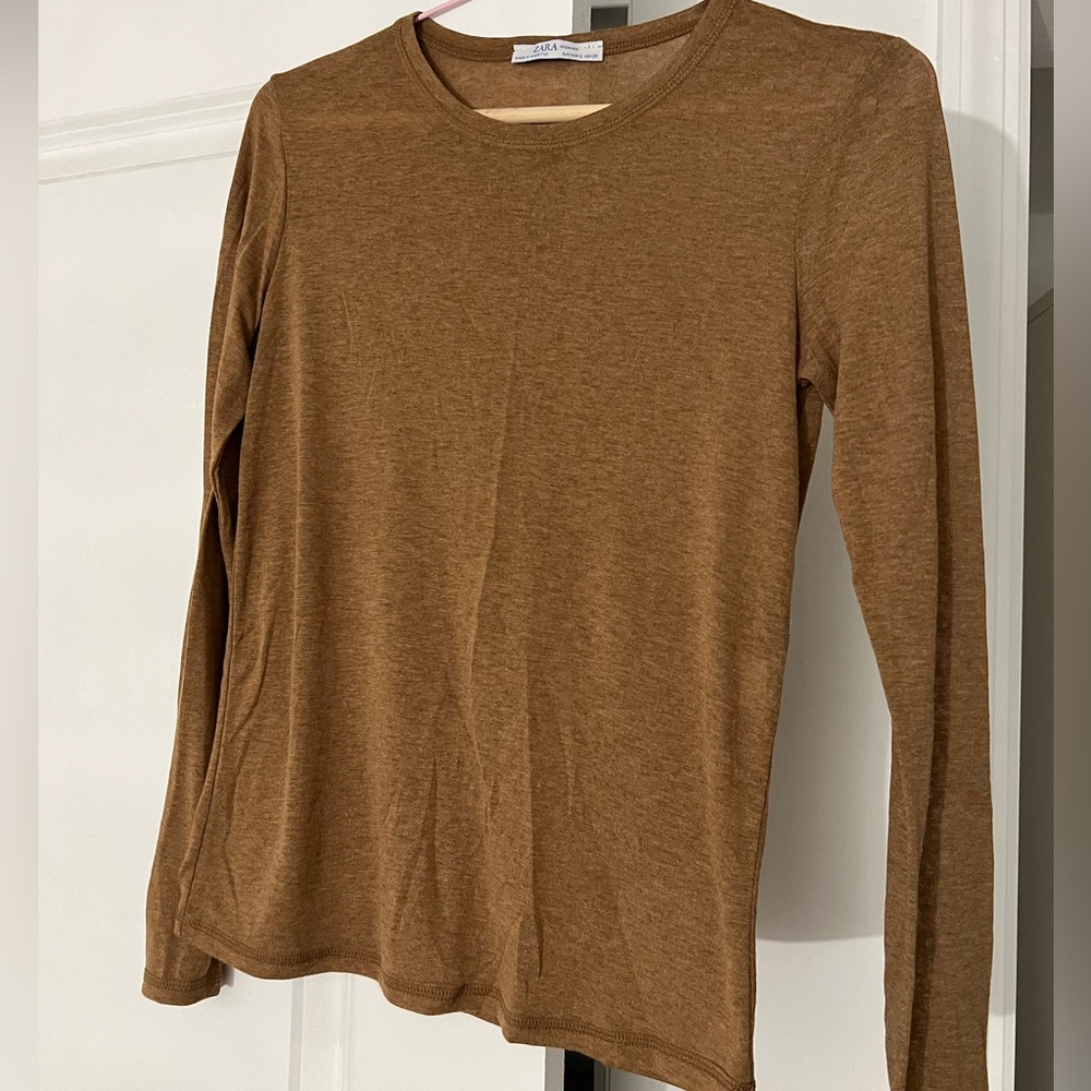 ZARA Camel Tone Long Sleeve Top